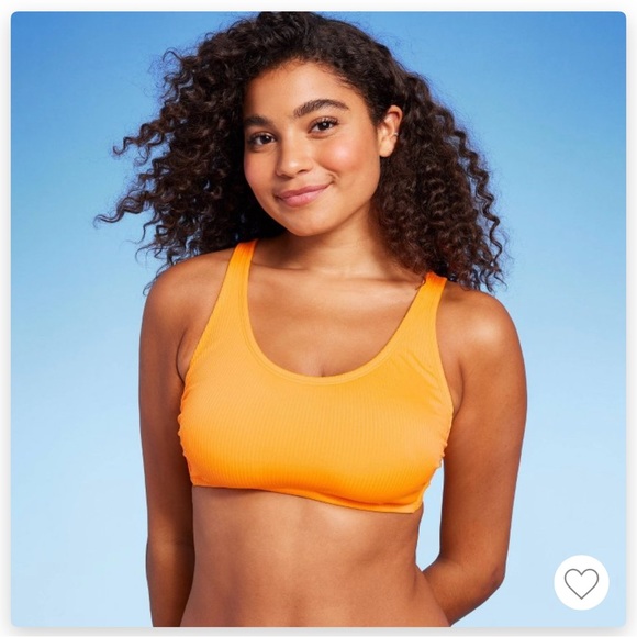 Women's Ribbed Bralette Bikini Orange - Picture 1 of 5